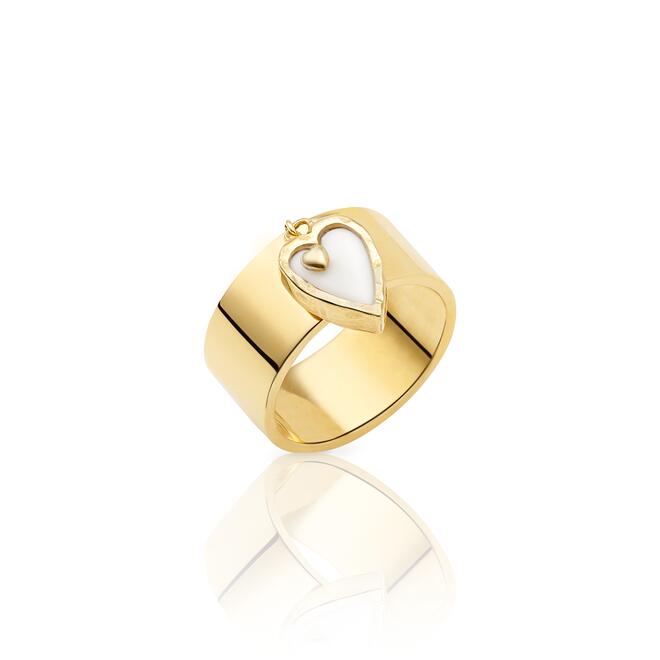 Anel Largo Prata coração